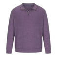 thumbnail image 4 of Txeol Mens Quarter Zip V Neck Sweaters Long Sleeve Solid Color Knitted Pullover Fall Winter Warm Pullover Tops,Purple,XXXXXL, 4 of 6