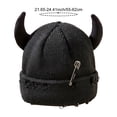 thumbnail image 2 of Unisex Knitted Beanie Hat, Devil Horns Knitted Hat, Halloween Distressed Skull Cap Funny Hip Hop Hat Windproof Warm Winter Yarn Hat For Men Women (Black), 2 of 7