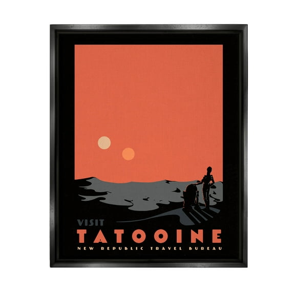 Stupell Industries Tatooine Vast Science Fiction Land Graphic Art Jet Black Floating Framed Canvas Print Wall Art, Design by Matheus Lopes Castro