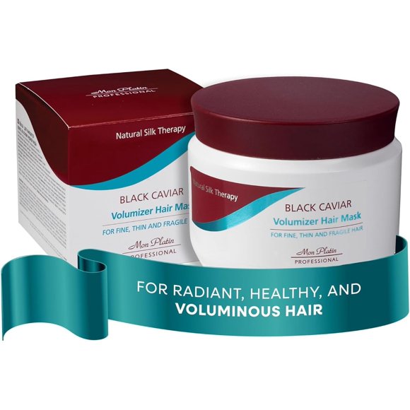 Mon Platin Natural Silk Therapy Masque Volumisant au Caviar Noir pour Cheveux Fins, Clairsemés et Fragiles 500ml 17fl.oz