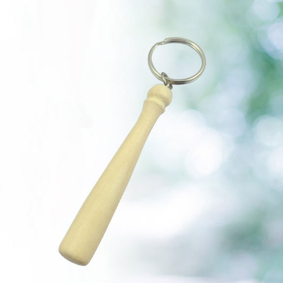 GOOHOCHY Creative Key Chain Decor Wood Bar Keyring for Bags and Keys in Khaki Color Metal and Wood Material, 2pcs