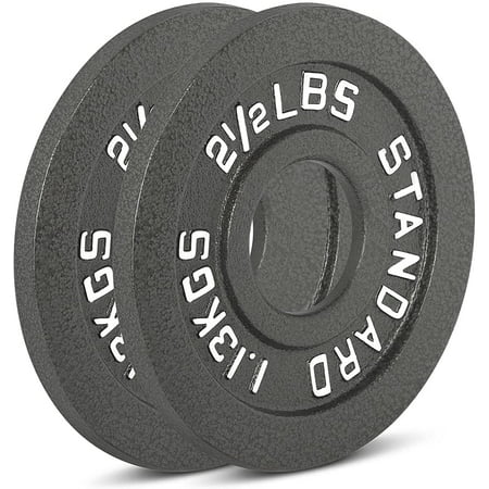Cast Iron Olympic Weight Plates – Free Weights with 2-inch Hole & Anti-Rust Hammertone Finish - Ideal for Strength Training, Crossfit Equipment & Home Gym Set – Sold in Pairs - 2.5LB–45LB