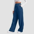 thumbnail image 2 of Wide Leg Sweat Pants for Womens High Waisted Sweatpants with Pockets Y2k Baggy Comfy Athletic Jogger Pants Navy M, 2 of 7