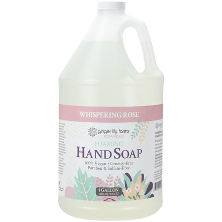Ginger Lily Farms Botanicals All-Purpose Foaming Hand Soap Refill, 100% Vegan & Cruelty-Free, Whispering Rose Scent, 1 Gallon (128 fl oz)