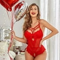 thumbnail image 3 of Odeerbi Women's Lingerie Set 2025 Valentine's Day Exquisite Lace Lingerie Intimates Sleepwear Sleepdress+Briefs Red, 3 of 5