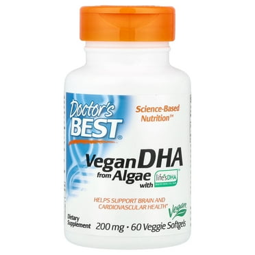 Doctor's Best Vegan DHA from Algae with Life's DHA™ , 200 mg, 60 Veggie Softgels