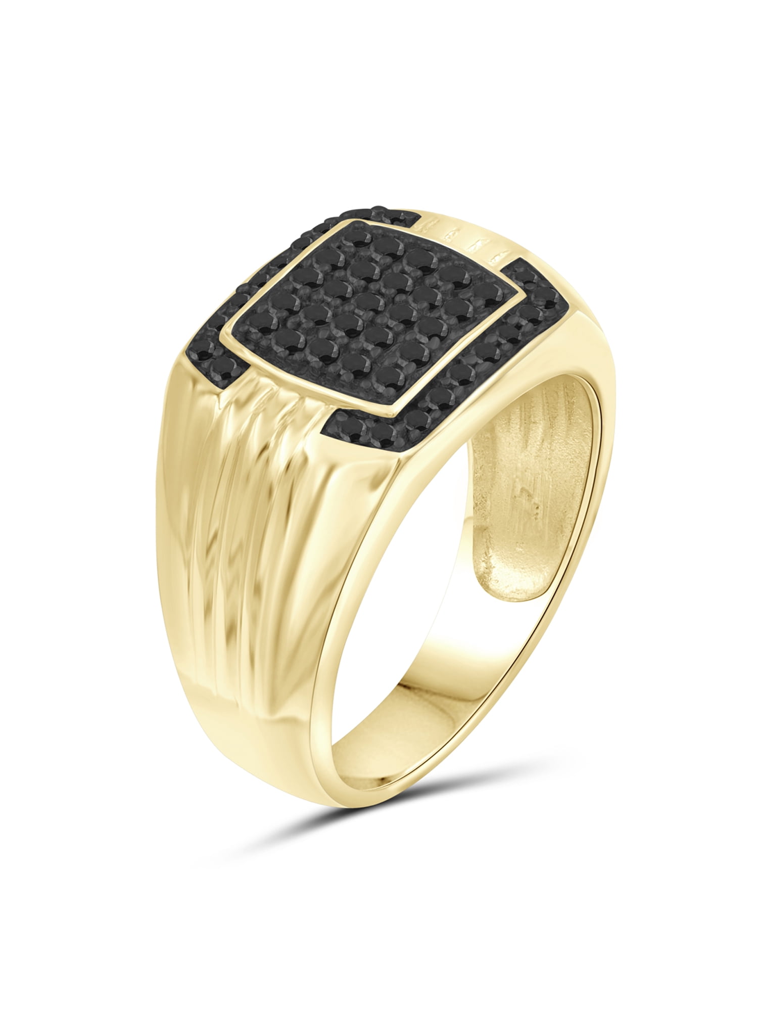 JewelersClub Black Diamond Rings for Men – 0.50 CTW Genuine Black Diamond Ring for Men – Hypoallergenic 14K Gold Plated Silver Ring Men – Diamond Mens Rings Statement Ring – Luxurious Gifts for Him
