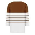 thumbnail image 4 of Womens 3/4 Sleeve T-Shirt Tops V-Neck Casual Striped Print Color Block Loose Trendy Fall Tunic Blouse Tops,Khaki 1,XL, 4 of 5