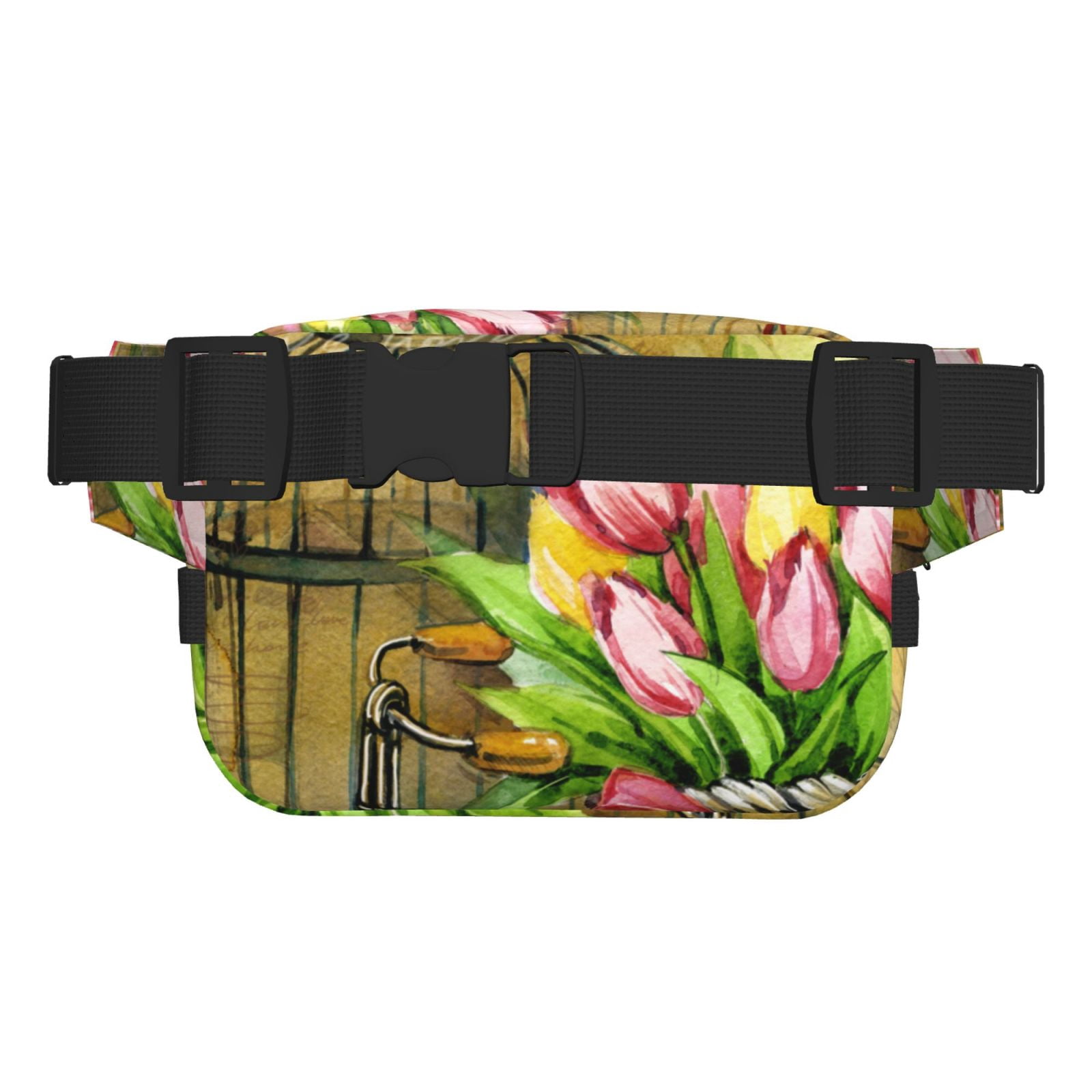 Picia Watercolor Canary Bird Print Square Double-Layer Waist Bag Mini Adjustable Waist Belt Bag Exercise Running Travel Hiking
