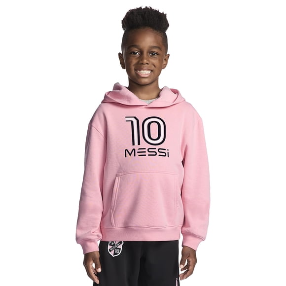 Sudadera con capucha Messi para niño, manga larga, polar, rosa caramelo, talla 4