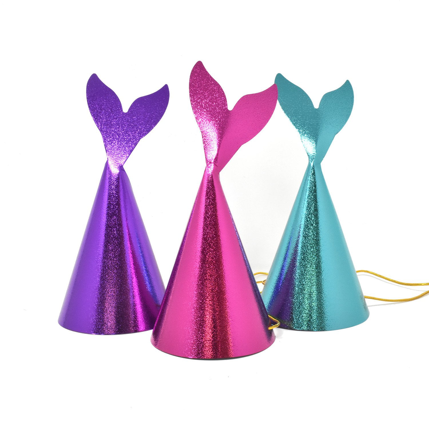18pcs Cute Party Hats Mermaid Tail Paper Hat with Ropes Birthday Party Supplies