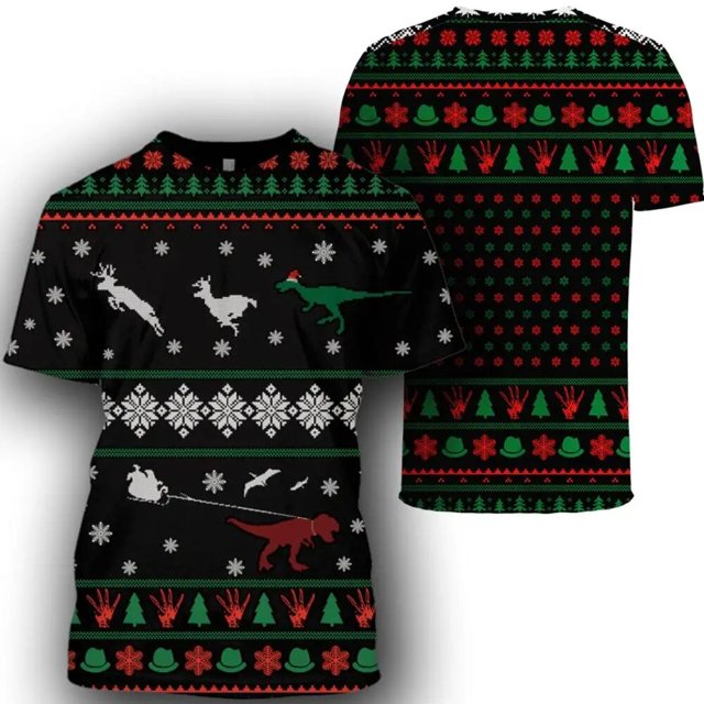 Camiseta de Navidad para hombre, ropa de Cosplay con cuello redondo, pantalón corto informal con estampado 3D, camisetas de manga grande, ropa informal estilo Hip Hop, novedad de 2022