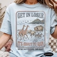thumbnail image 2 of Get In Loser It's About To Rain Shirt - Funny Christian T-Shirt with Noah's Ark Animals, Retro Bible Verse Genesis 6-9 Tee, Humorous Jesus Gift for Women, 2 of 5