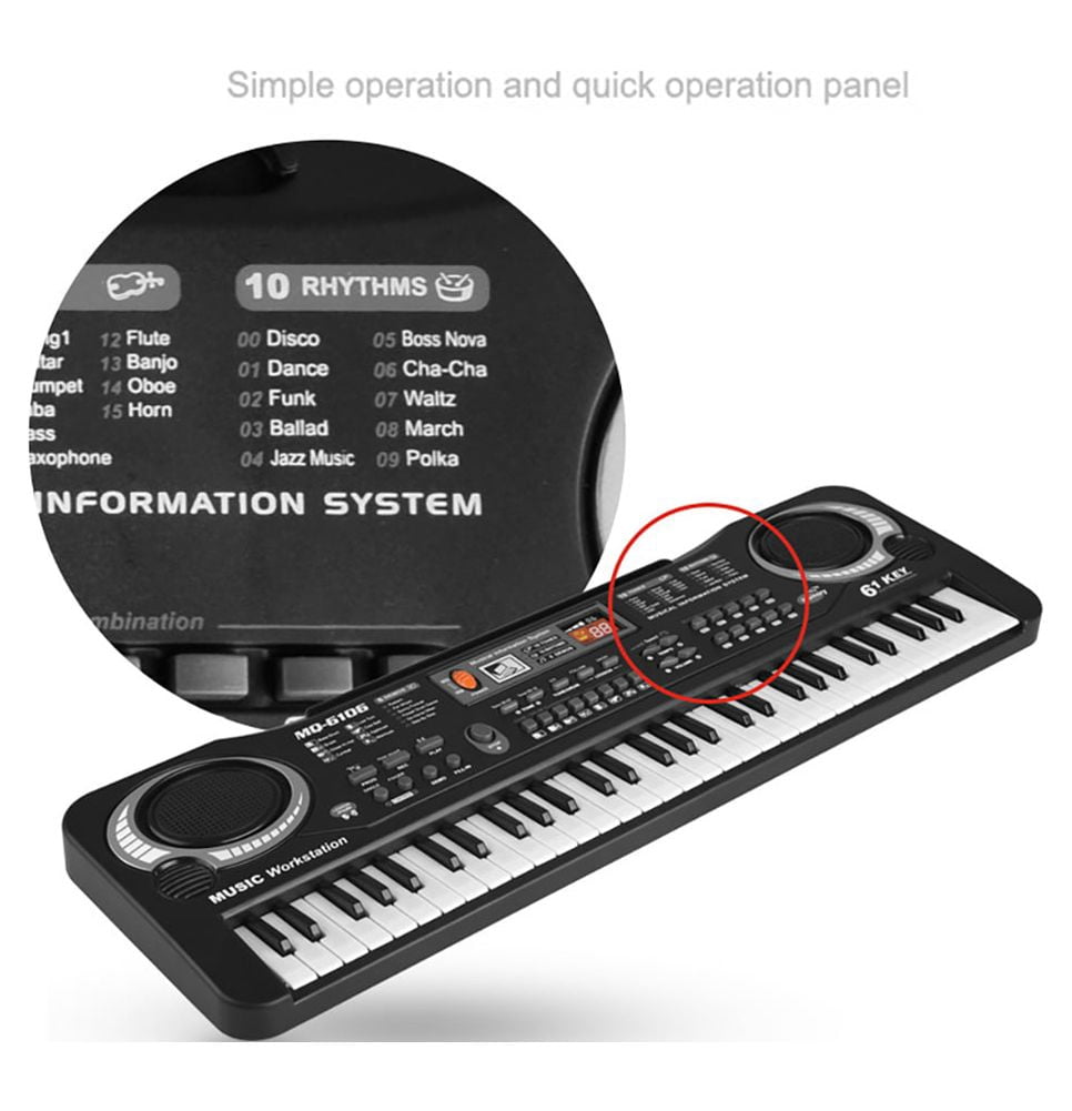 Costyle 61 Keys Music Electronic Keyboard Kid Electric Piano Organ W/Mic & Adapter