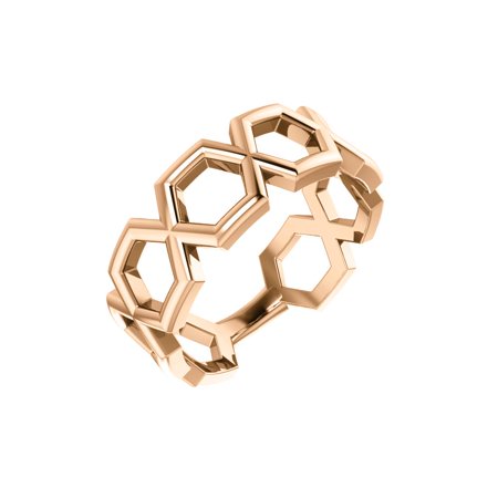 14K Rose Gold Geometric Fashion Cocktail Ring Size 7 for Womens