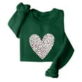 thumbnail image 5 of ibuvkizy Womens Sweatshirts Valentines Day Love Heart Round Neck Lover's Love Print Sweatshirt Long Sleeved Pullover Top/shirt Green,S, 5 of 7