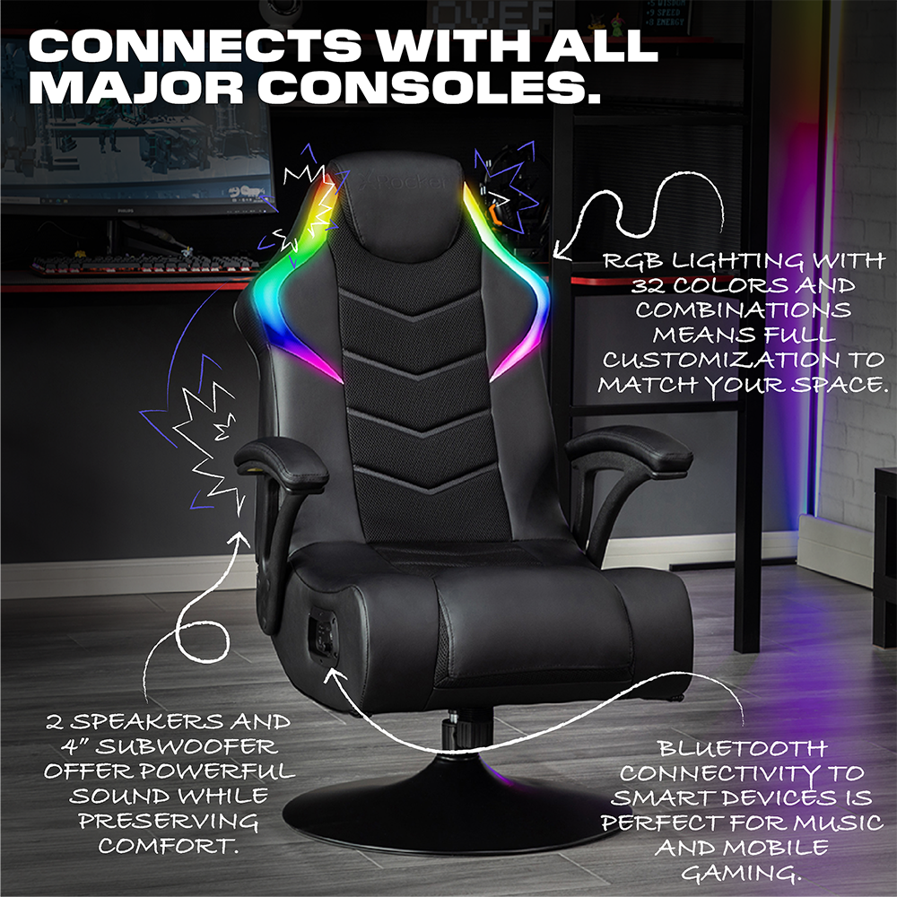 X Rocker Nemesis RGB Audio Pedestal Gaming Chair, Black Mesh, 31.89 x 26.97 x 40.94 - image 3 of 6