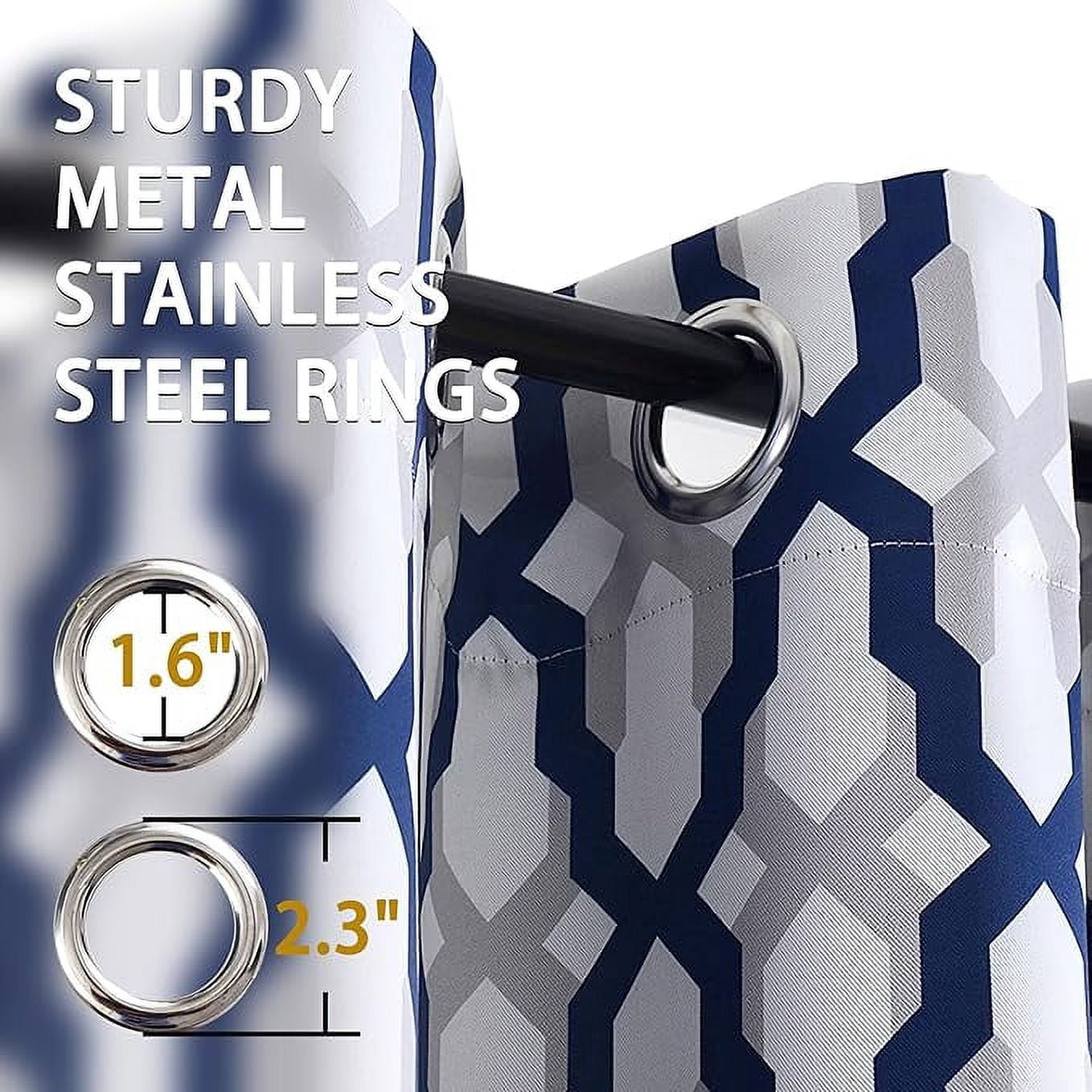 DriftAway Mason Thermal Blackout Grommet Window Curtains Geometric Trellis Pattern 2 Panels 54"L x 52"W Navy