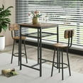 thumbnail image 4 of UHOMEPRO 3-Piece Dining Room Bar Table Set for 2, Modern Bar Table and Chairs Set Industrial Counter Height Pub Table with 2 Wood Stools and Metal Frame, Rustic Brown, 4 of 10