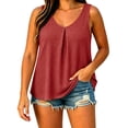 thumbnail image 2 of TARIENDY Womens Plus Size Sleeveless Shirts Summer Casual Tank Tops Loose Fit Pleated Crewneck Blouses Beach Vacation Outfits Red XXXXXL, 2 of 8