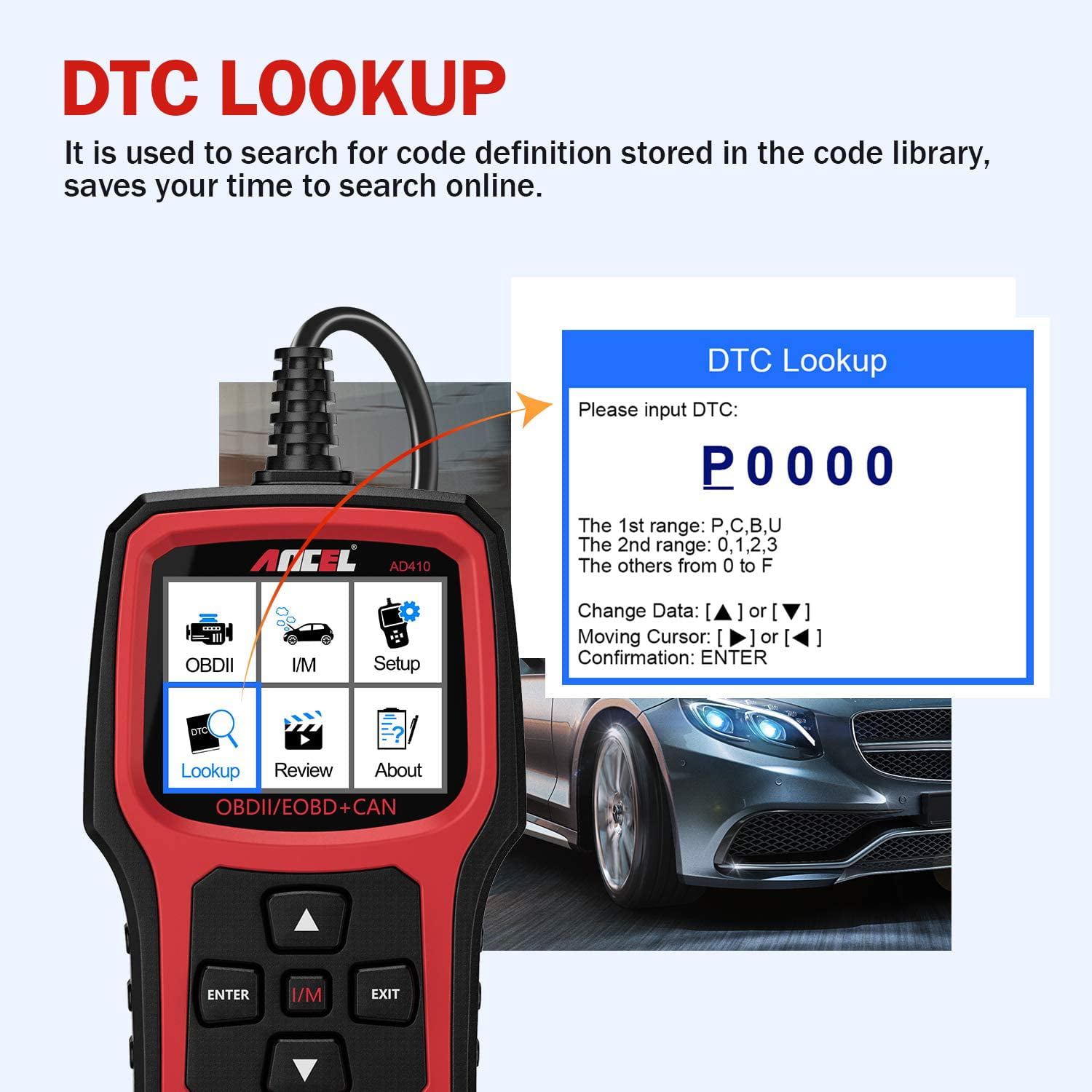 Ancel AD410 Automotive OBD2 Scanner Code Reader Car Check Engine Diagnostic Tool 