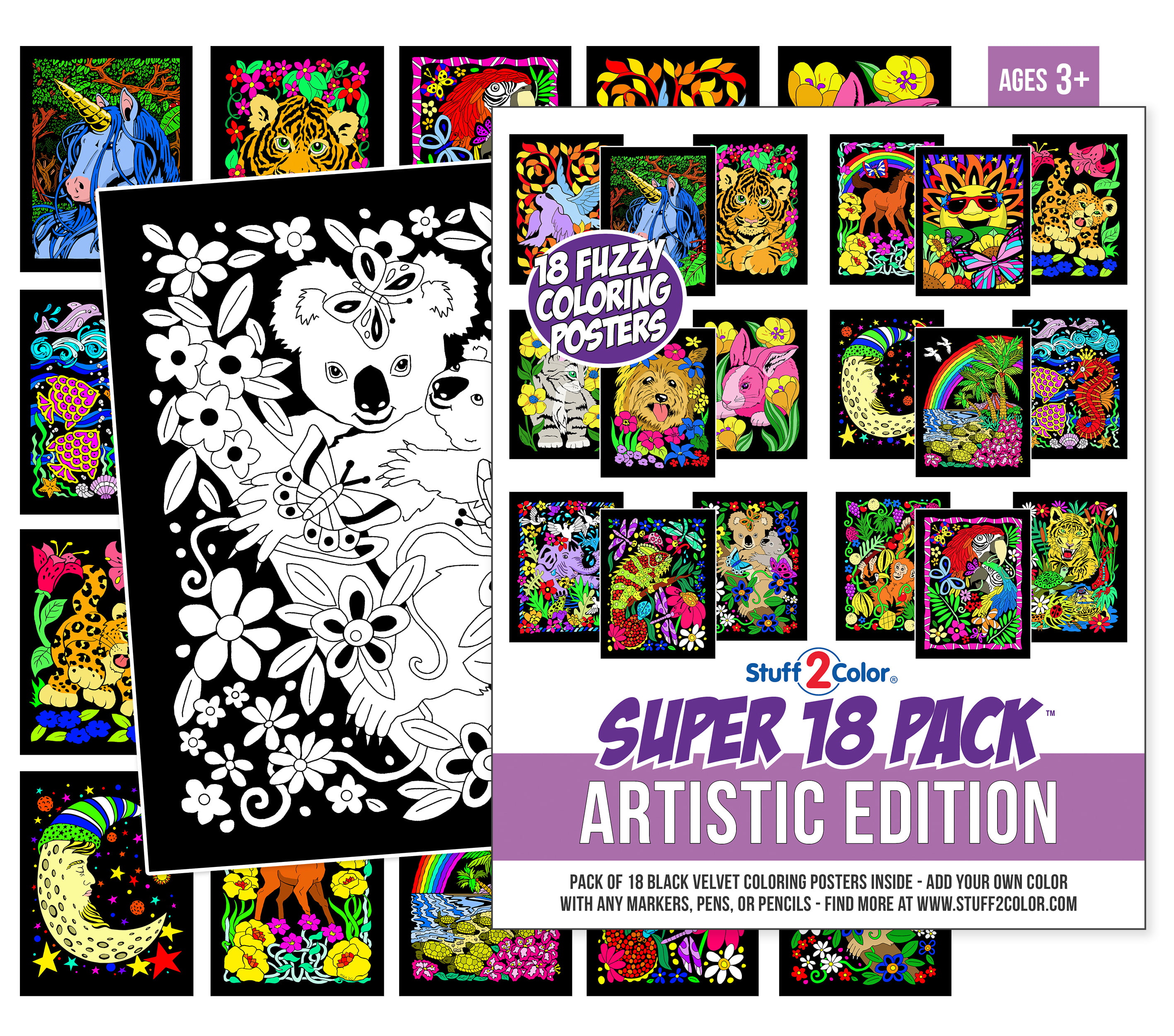 Super Pack of 18 Fuzzy Velvet Coloring Posters (Dynamic Edition) - Great  for Family Time, Arts & Crafts, Travel, At Home, Care Facilities [All Ages  Coloring: Girls, Boys, Adults, Toddlers, Teens]