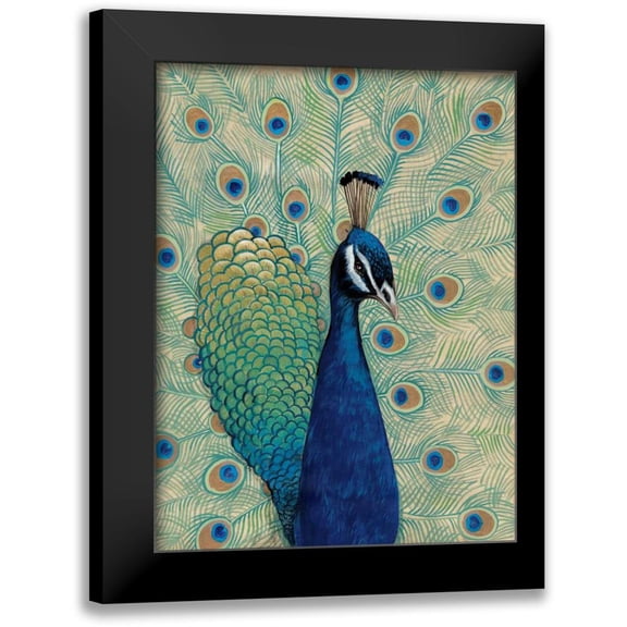 OToole, Tim 12x14 Black Modern Framed Museum Art Print Titled - Blue Peacock I