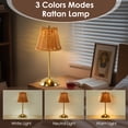 thumbnail image 2 of LAFAYTTE Cordless Boho Rattan Table Lamp, LED Rechargeable  3 Color Dimmable Touch Control Night Light for Bedroom, Living Room, and Home Decor, 2 of 9