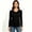 (Solid)Black, variant on Women's Color Block V-Neck Long Sleeve Curved Hem T-Shirt, Everyday Stretch Basic Layering Long Sleeve Top, Women's ,Size S-2XL