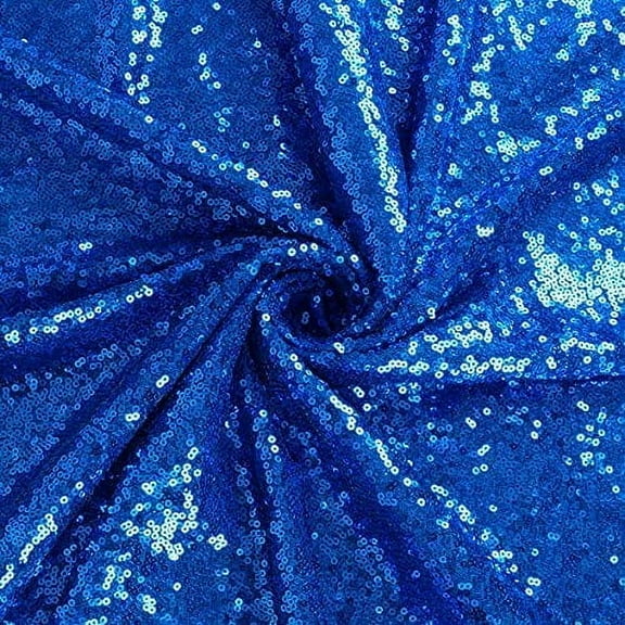 Valentina Textile Inc Sequin Fabric Glitter Embroidery Fabric by The Yard Material for DIY Sewing Curtain Backdrop Tablecloth Table Linen Runner Clothes (1 Yard, Royal Blue)