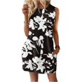 thumbnail image 2 of Womens Summer Dresses 2026 Beach Cover Up Casual Sleeveless Floral Print Tank Loose Sundress with Pocket Light Brown L, 2 of 7