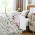 thumbnail image 3 of 3 Pieces Ultra Soft Pink Flowers Birds Floral Duvet Cover 100% Cotton Bedding Set Comfy Durable Farmhouse Duvet Cover Set,Full Size, 3 of 5