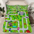 thumbnail image 2 of Homewish Colorful Cars Bed Sheets,City Road King Sheets,Green Gray Sheet Set For Boys Kids,Ultra Soft Home Decor,4pcs, 2 of 7