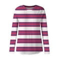 thumbnail image 4 of ZHYou Striped Loose Fit Tunic Tops for Women,Long Sleeve Casual Shirts Soft Comfort Oversized Blouses,Hot Pink,Size S, 4 of 5