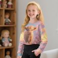 thumbnail image 4 of DISNIMO Girls Cropped Sweatshirt Highland Cattle Flower Printed Long Sleeve Crop Tops Pull On Pullover Sweatshirt Crew Neck Cropped Pullover Hoodies, 4 of 7