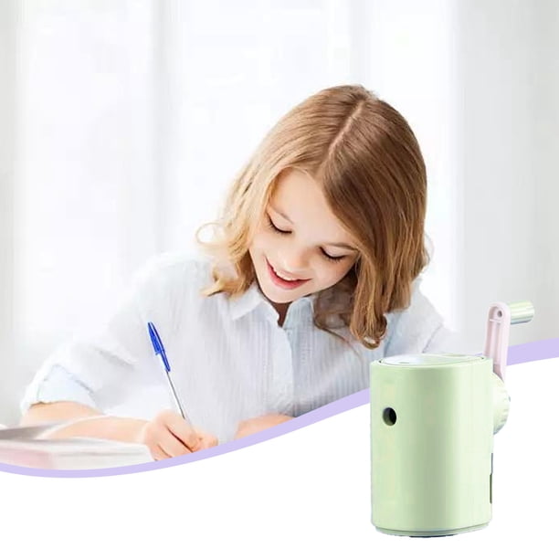 Xihbxyly Sacapuntas Verde Menta, Diseño de Manivela de Gran Diámetro, Orificio Extra Grueso para Lápices Gruesos, Ajustes de Cinco Velocidades, Funcionamiento Suave, Almacenamiento Práctico de Residu