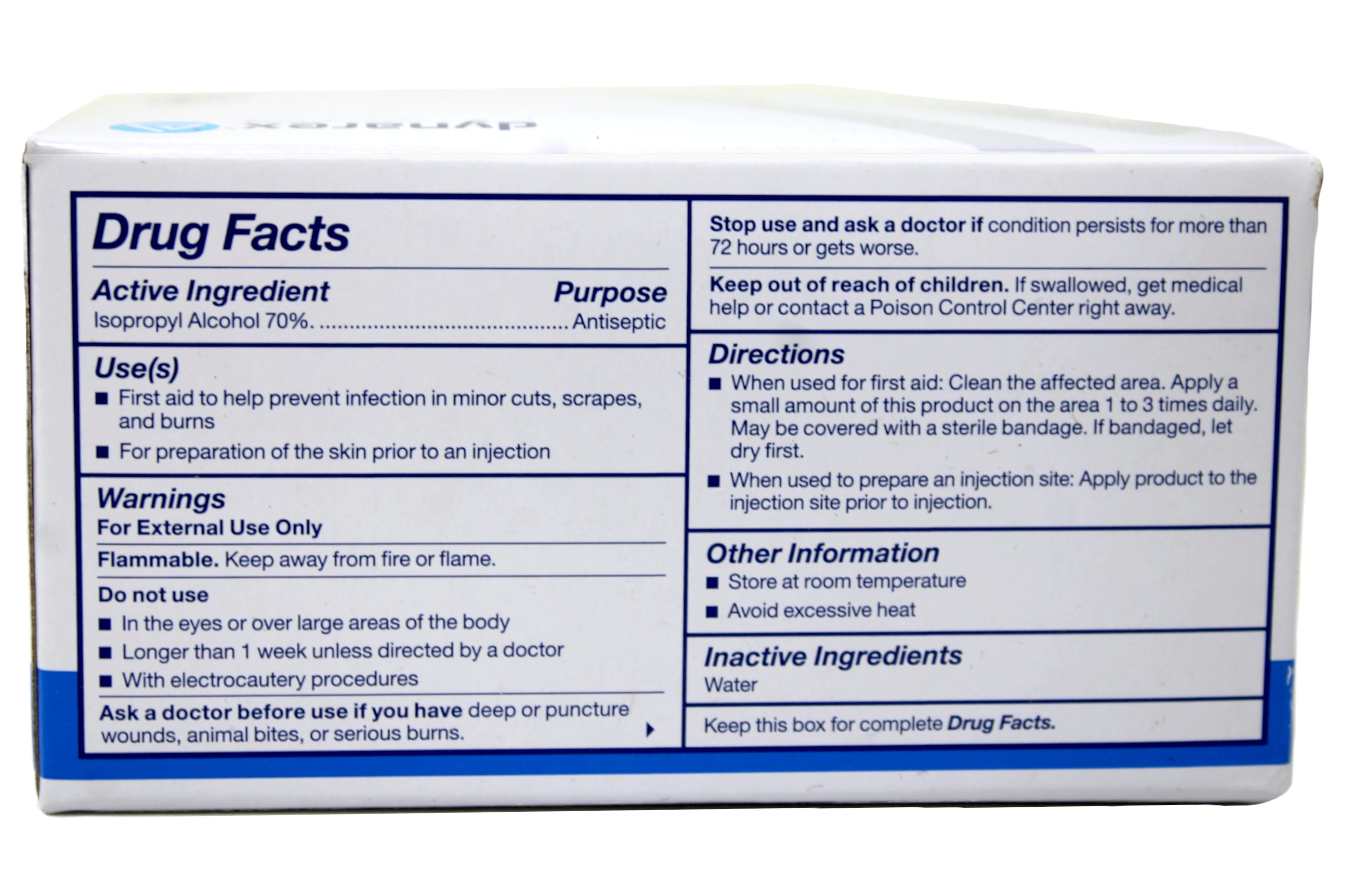 5 Pack Dynarex Alcohol Prep Pads Medium #1113 200 Latex Free Sterile Pads Each