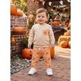 thumbnail image 6 of Lairauiy Baby Toddler Boy 2Pcs Fall Outfit Long Sleeve Sweatshirt + Pumpkin Embroidery Pants Set Warm Clothes, 6 of 9