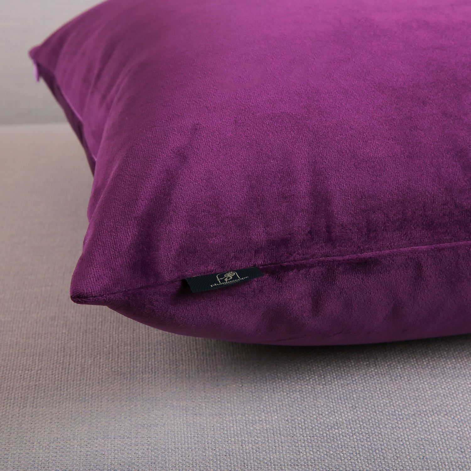 Phantoscope Soft Silky Velvet Series Decorative Throw Pillow, 20" x 20", Dark Purple, 1 Pack