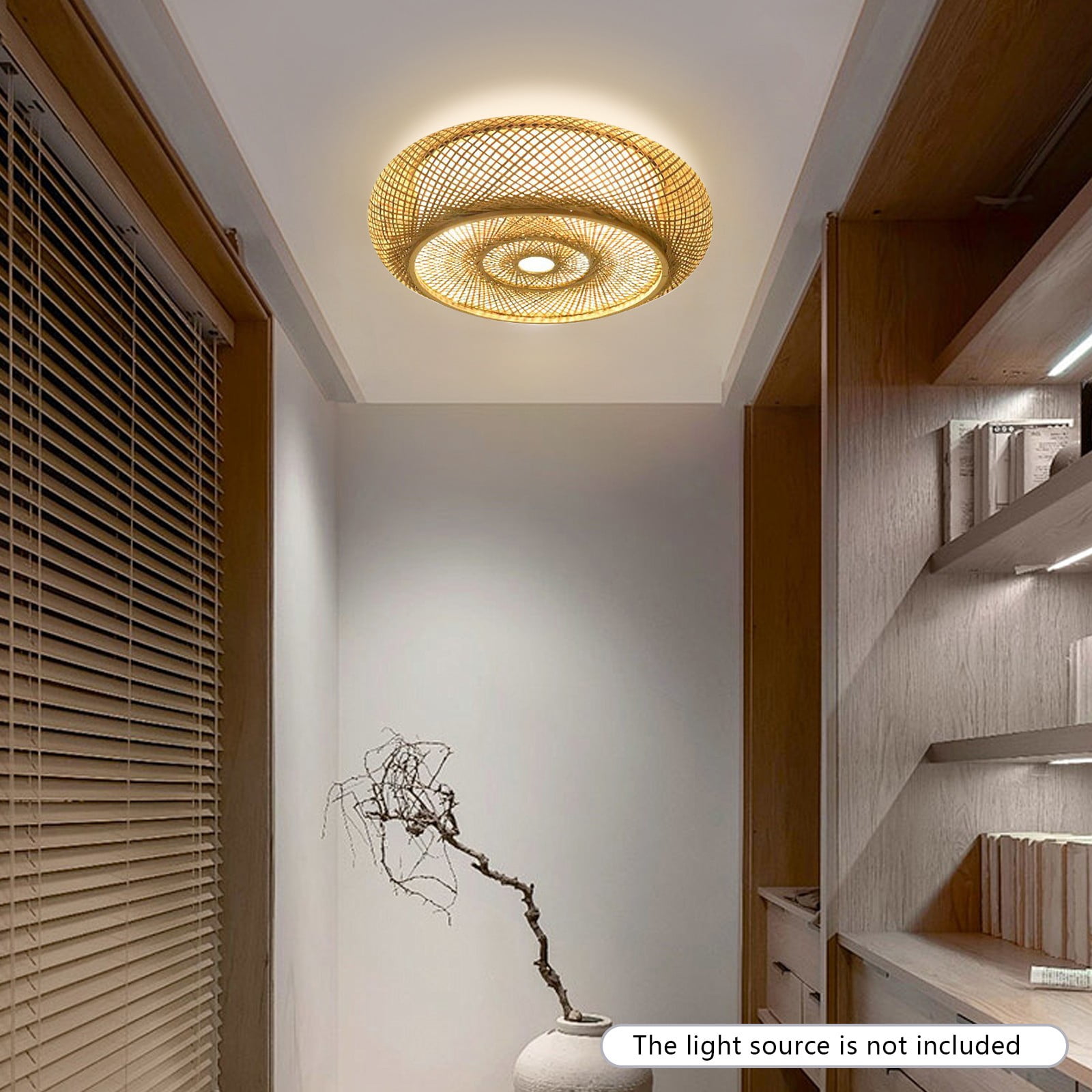 Bamboo Ceiling Light, Rustic/Lodge Style Ceiling Light (Not Included Bulbs), for Both Lighting and Decoration