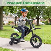 Costway 12 Kids Bike Motocross Style with Removable Training Wheels Dual Brake System for Ages 3-4 Years Black