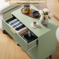 thumbnail image 4 of QinaQin Buró o cómoda acanalada de 3 cajones con jaladeras y patas doradas, diseño moderno para recámara, sala, pasillo o entrada, 4 of 7