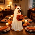 thumbnail image 4 of Halloween Decorations Indoor, Light Up Ghost German Shepherd Dog Statue, Waterproof Outdoor Resin Figure with Removable Pumpkin Candy Bucket, Warm LED Decor for Fall Halloween Party Yard Layout, 4 of 5