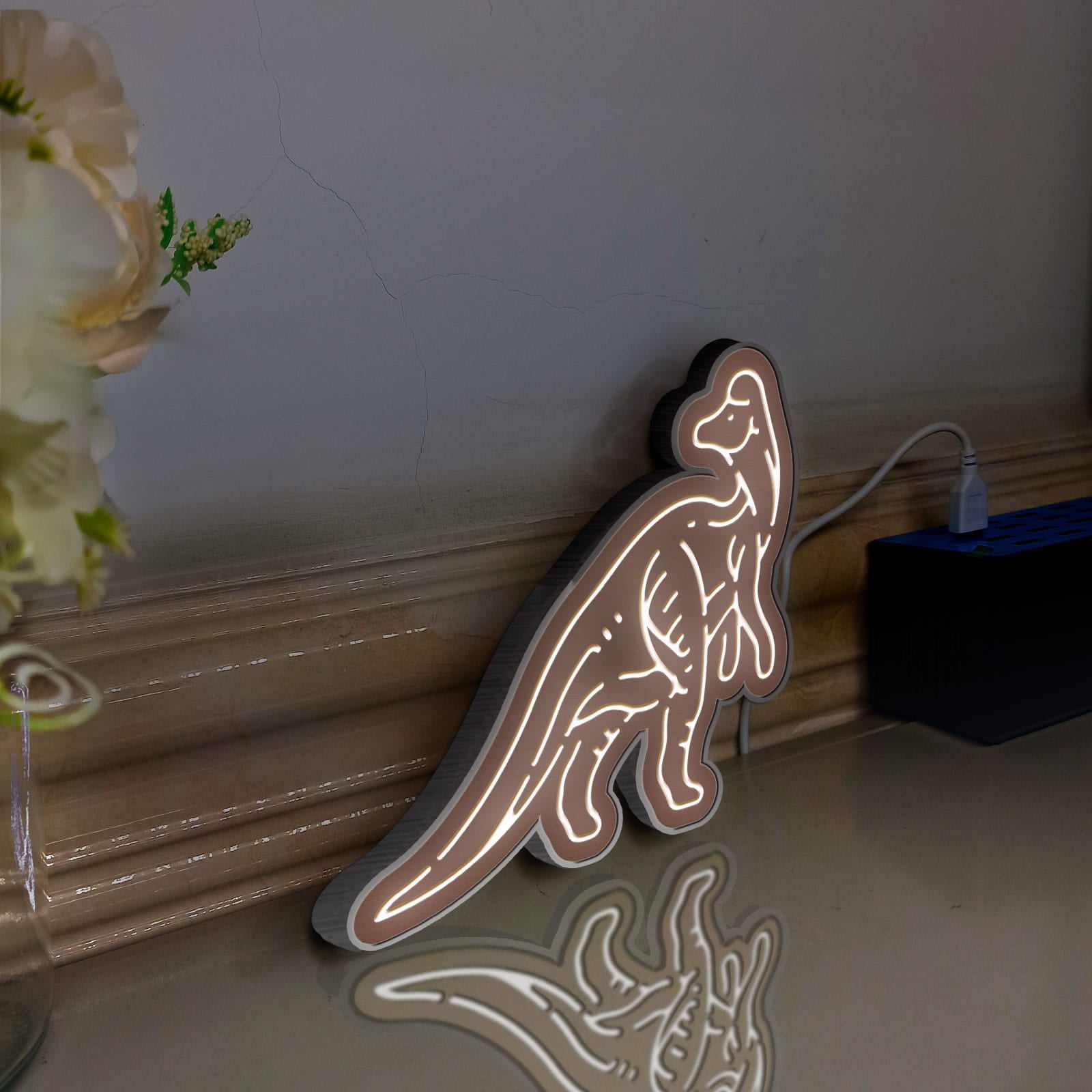 Dinosaur Led Light Box, Dimmable Neon-Like Light Signs USB Power for Wall Decor Bedroom Decoration, Static Light (WxH) 6"x6"