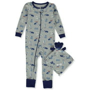 Sleep On It Baby Boys' Bulldog Coveralls With Security Blanket - gray, 18 months (Infant)