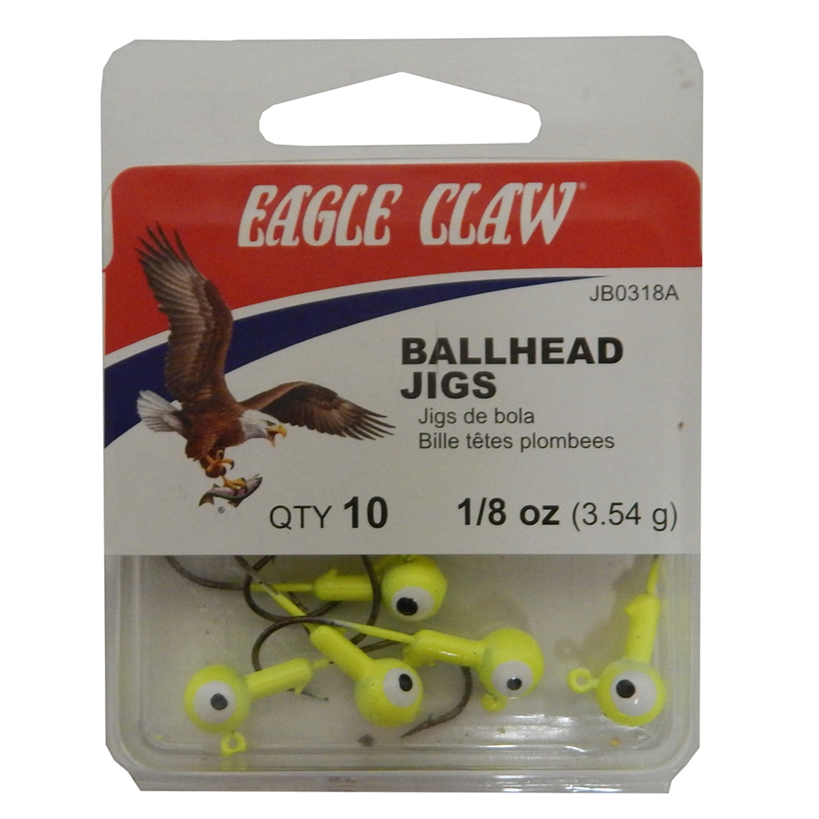 Eagle Claw Double Eye Ballhead Jig Chartreuse Size 1/8 Oz. 10/Pack ...