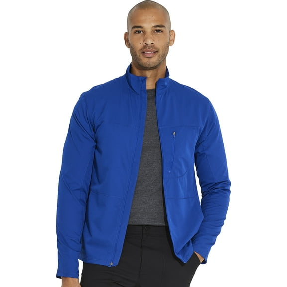 Dickies Dynamix Medical Scrubs Warm Up Jacket for Men Zip Front DK310, L, Galaxy Blue