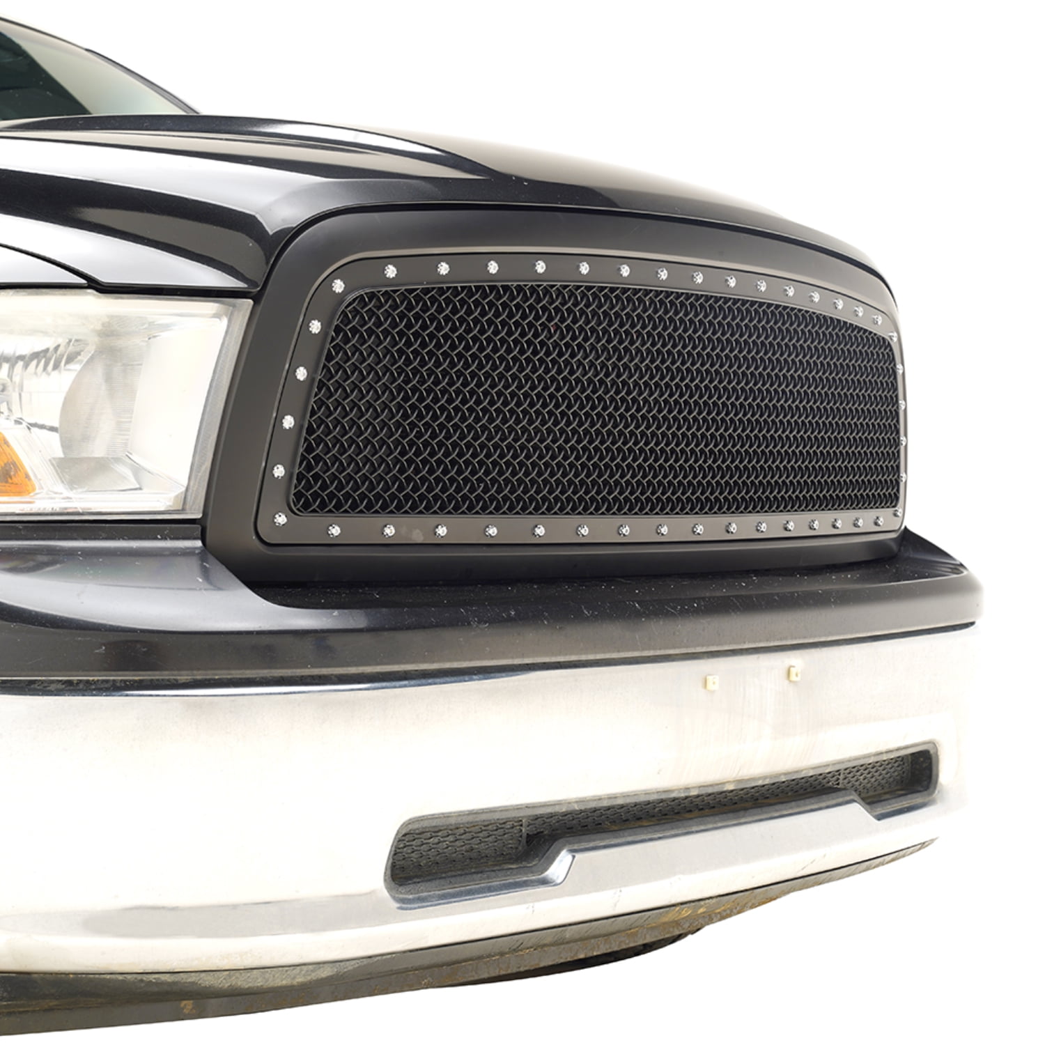 EAG Rivet Mesh Grille Replacement ABS Matte Black Fit 09-12 Dodge Ram ...