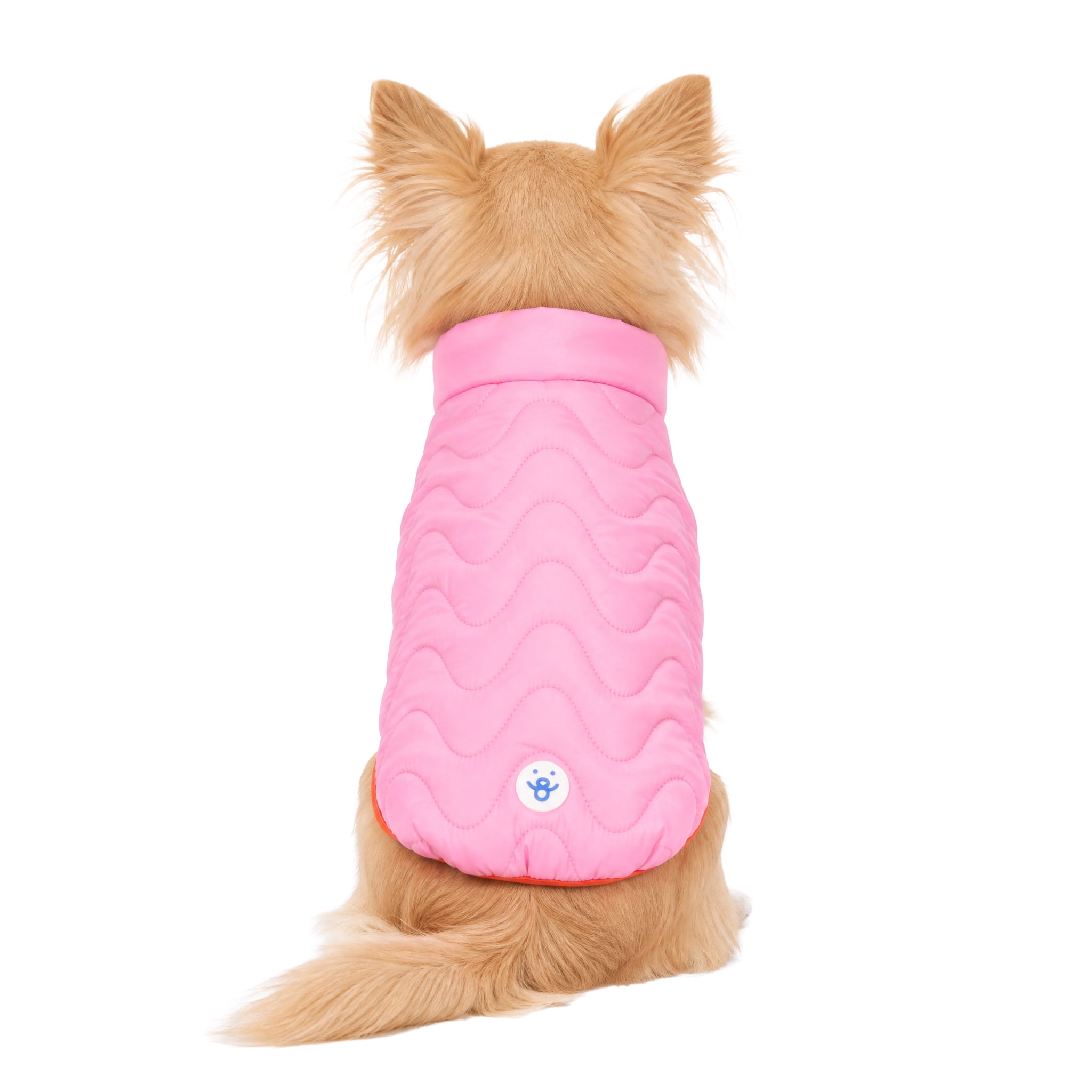 Oodles Quilted Fall Puffer Dog Jacket, Pink, XS