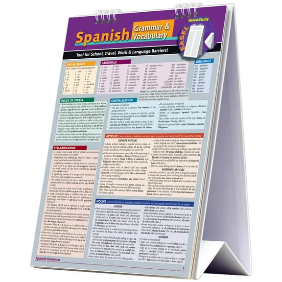 Spanish Grammar & Vocabulary Easel Book: A Quickstudy Reference Tool for School, Work & Language Barriers (Hardcover)